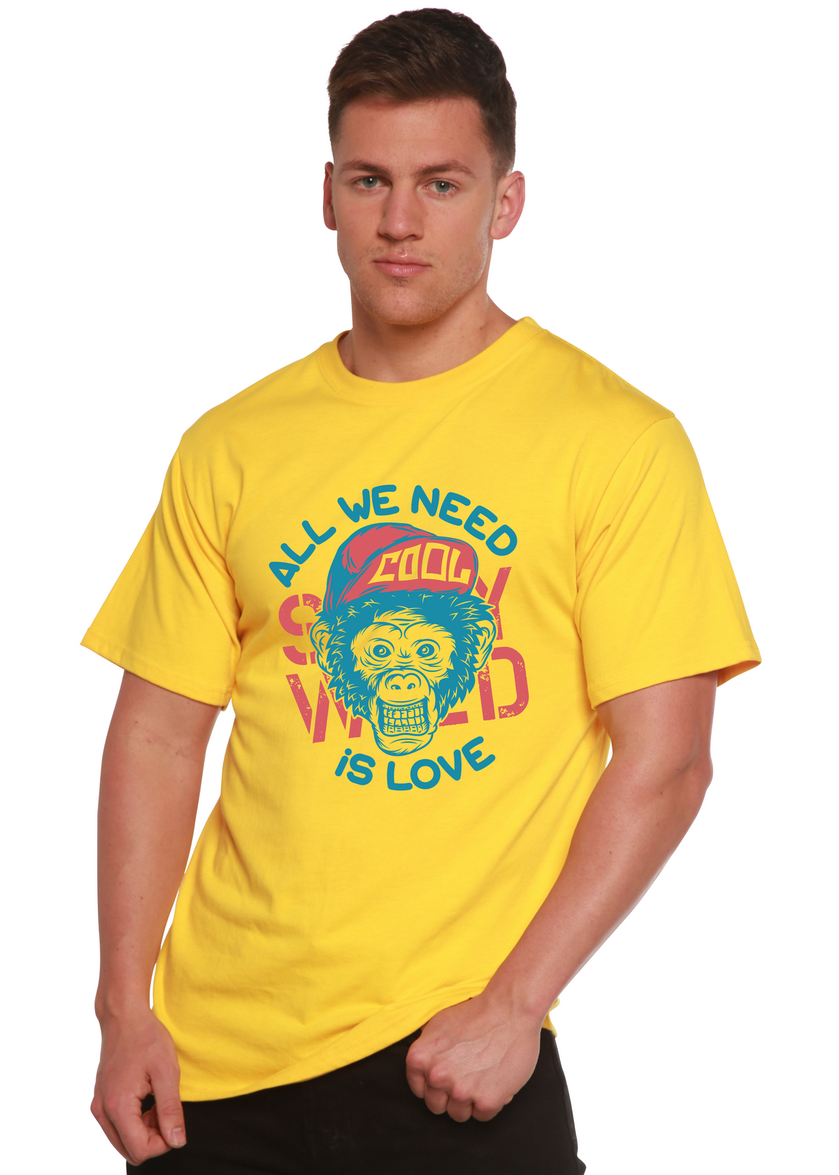All We Need is Love Men's Bamboo Viscose/Organic Cotton Short Sleeve Graphic T-Shirt