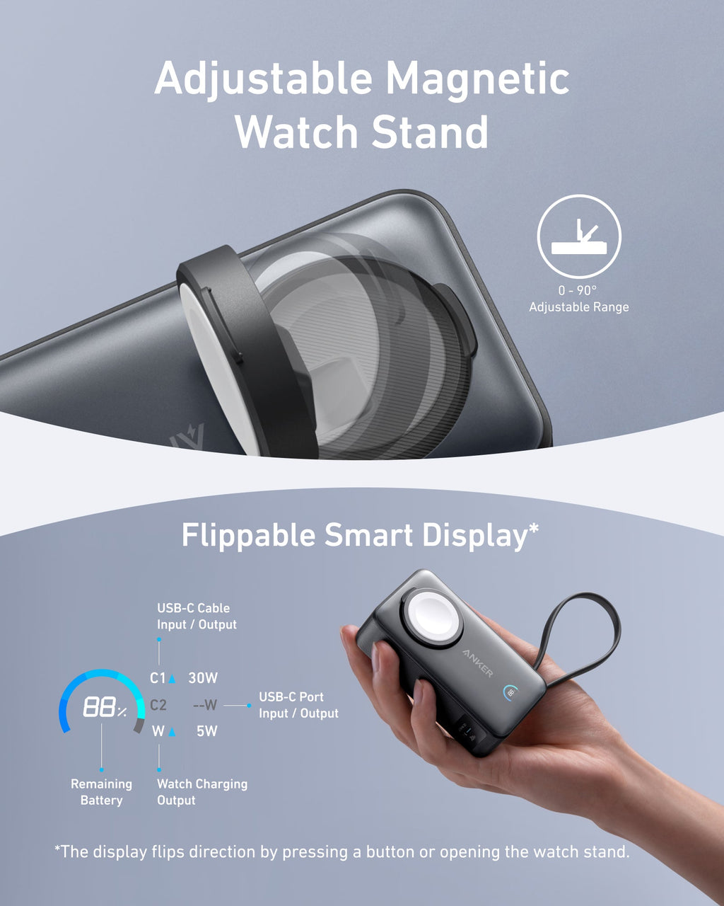 Anker MagGo Power Bank (10K, 35W, For Apple Watch)