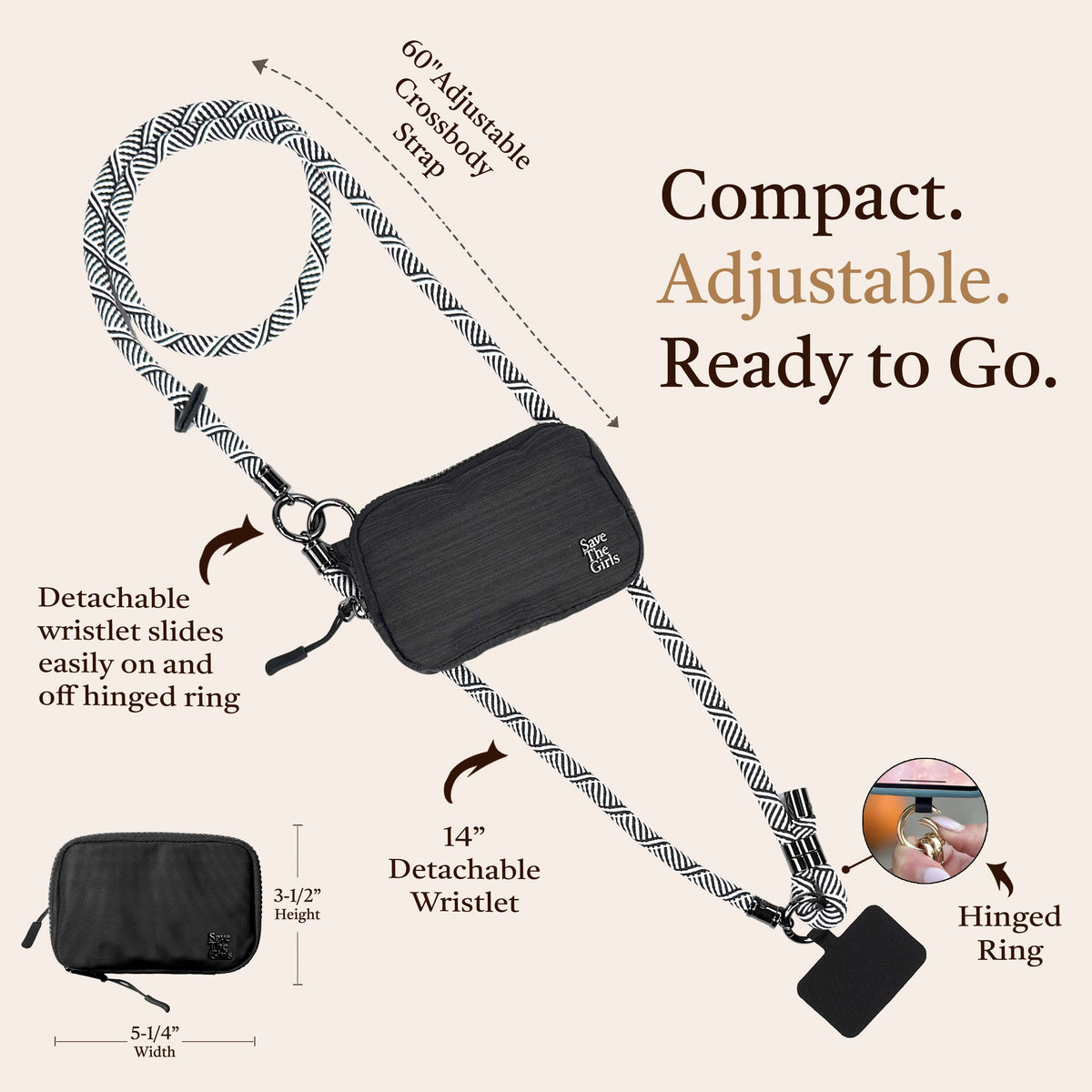 Active Crossbody w/RFID Pouch Single Rope