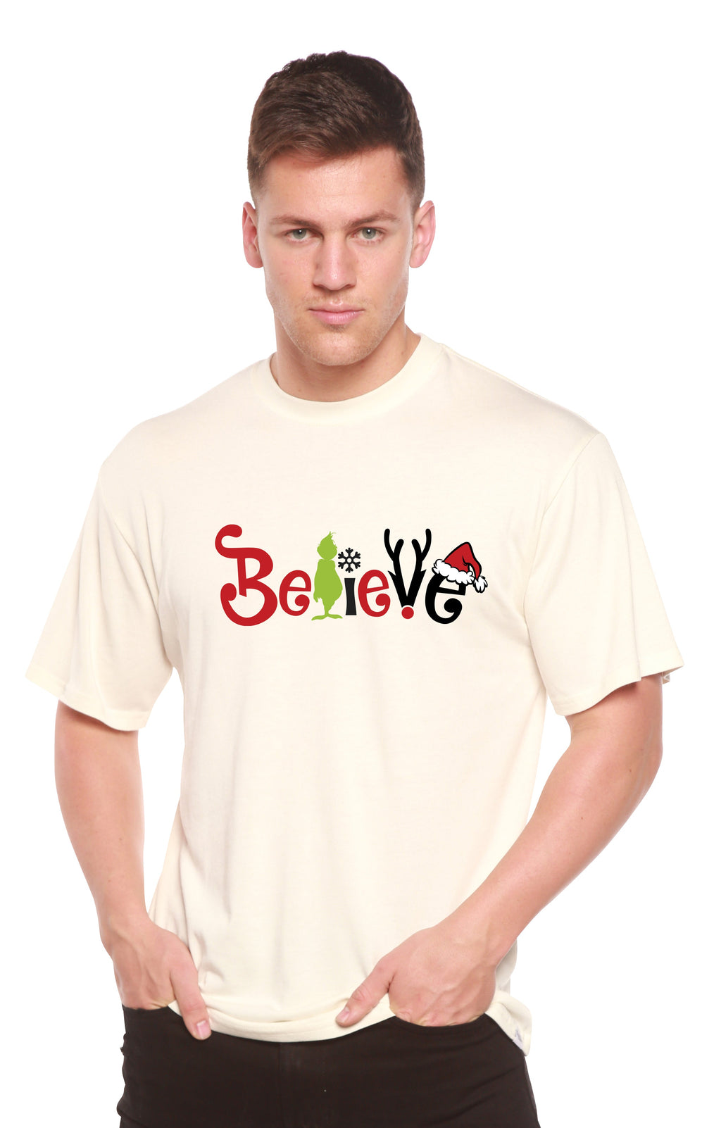 Believe Christmas Printed Men's Bamboo T-Shirt