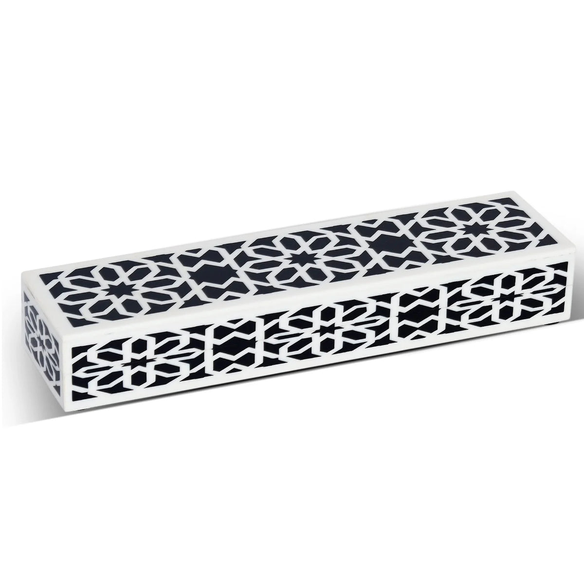 Decorative Storage Boxes Shiraz Pattern Resin Inlay, Black & White, 7 sizes