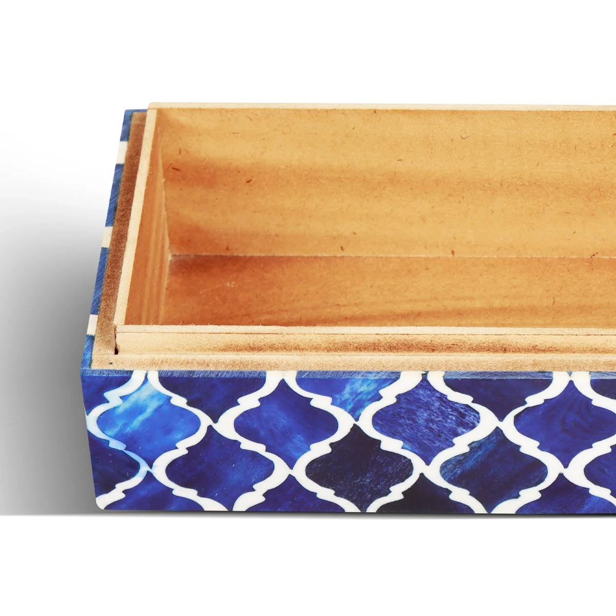 Moroccan Blue & White Resin & Bone Inlay Decorative Storage Box — (7 Sizes)