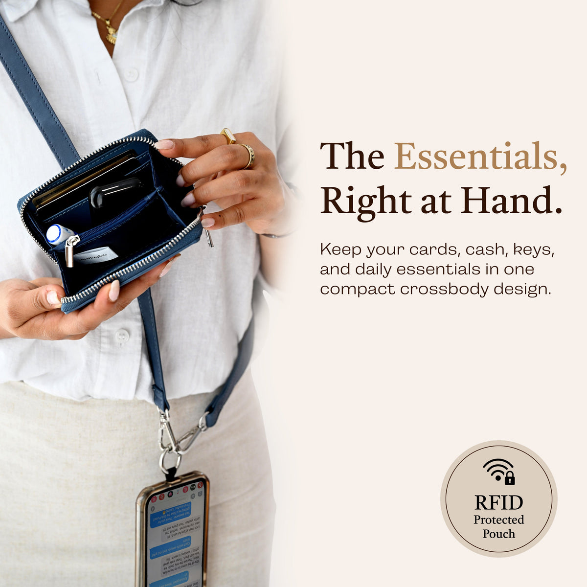 Clip & Go Strap w/Pouch Brushed Vegan Leather
