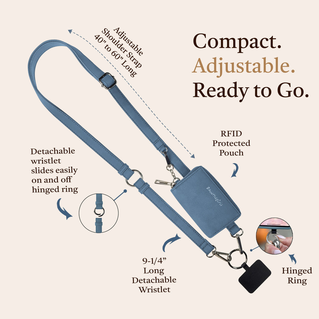 Clip & Go Strap w/Pouch Brushed Vegan Leather