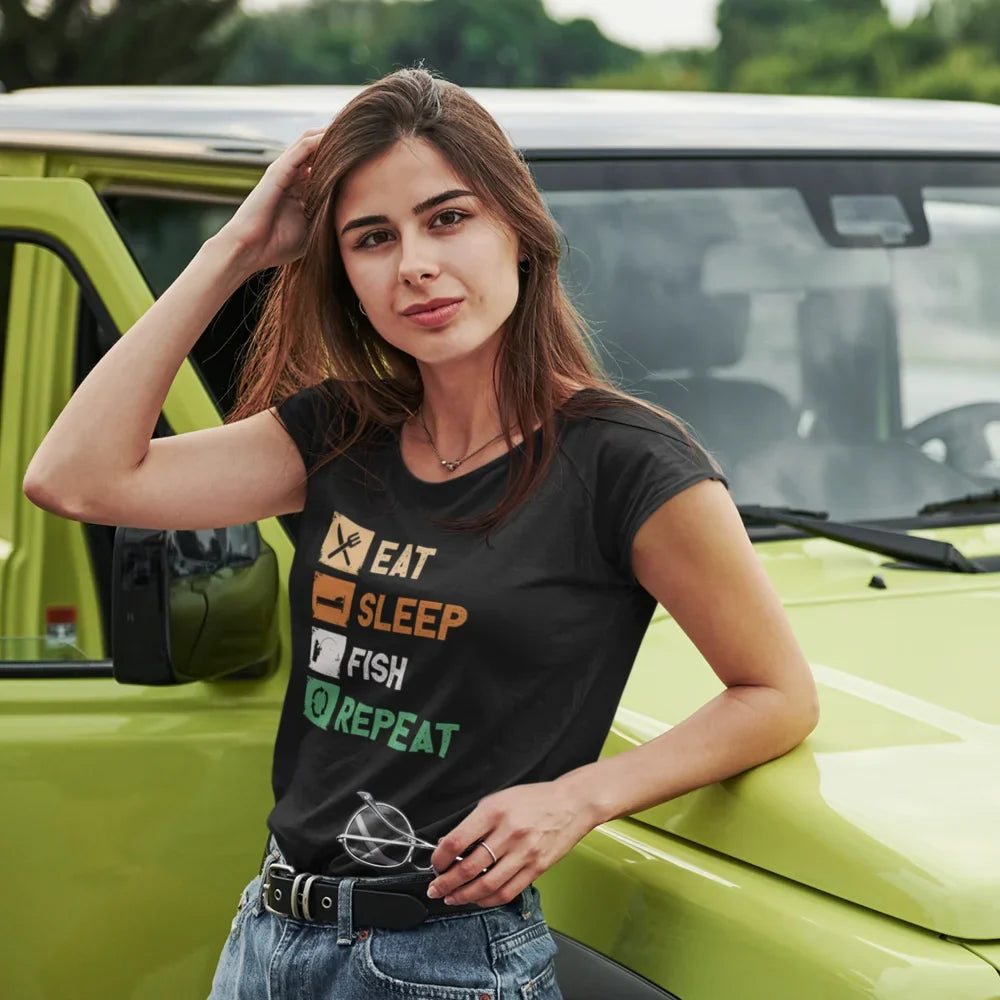 Eat Sleep Fishing Repeat T-Shirt for Women