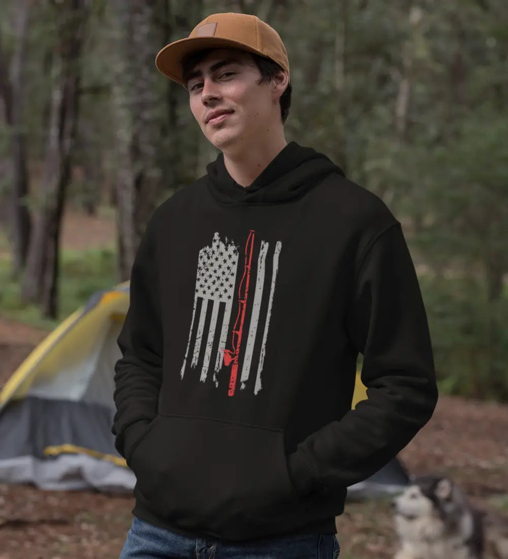 Fishing Rod American Flag Unisex Hoodie
