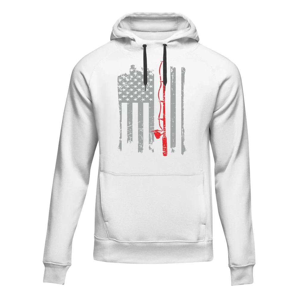 Fishing Rod American Flag Unisex Hoodie