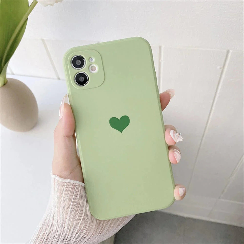Solid Color Love Heart iPhone Case