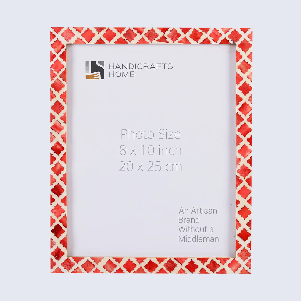 Picture Frame Moroccan Pattern Collection Bone & Resin Inlay Red – 3 Sizes