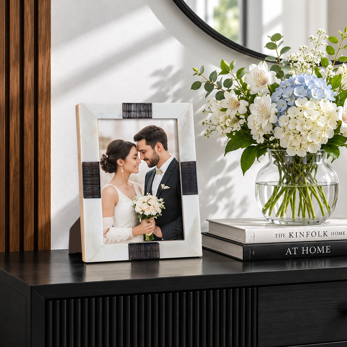 Picture Frame Sea Siren Teles Collection Bone & Horn Inlay White Black – 2 Sizes
