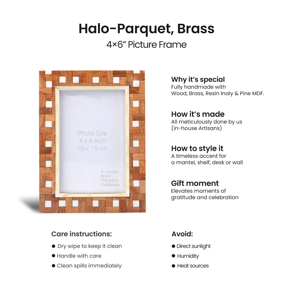 Halo Parquet Picture Frames | Parquet Wood Inlay | 4x6 5x7