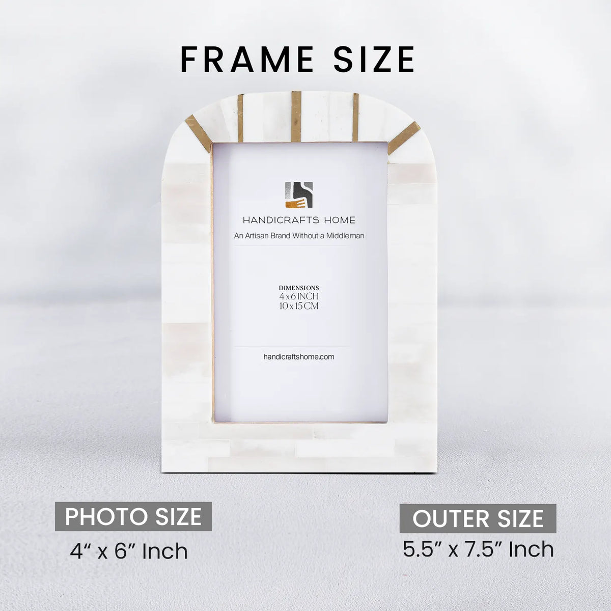 Picture Frame Palace Vista Collection Bone Inlay Brass White 4x6"