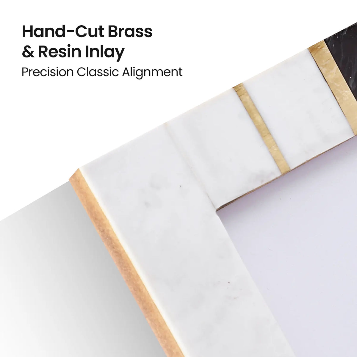Black White Resin Brass Inlay Picture Frame Tabletop 4x6 5x7