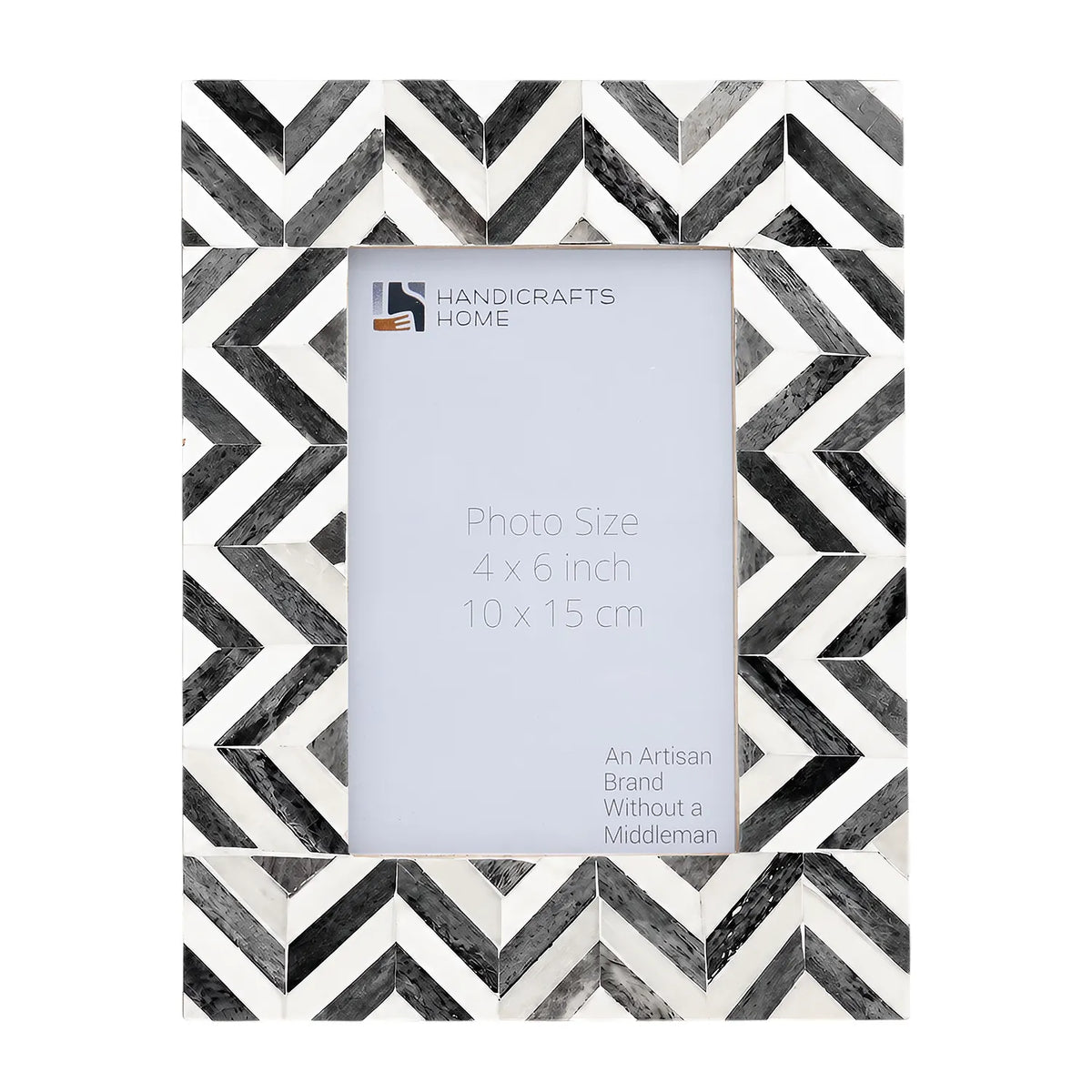 Grey Bone Inlay Picture Frame | 4"x6" Zigzag Herringbone