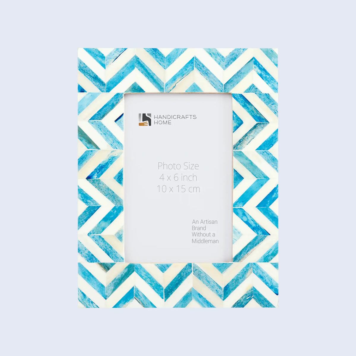 Zigzag Bone Inlay Picture Frame | Herringbone | 4x4 4x6 Turquoise White