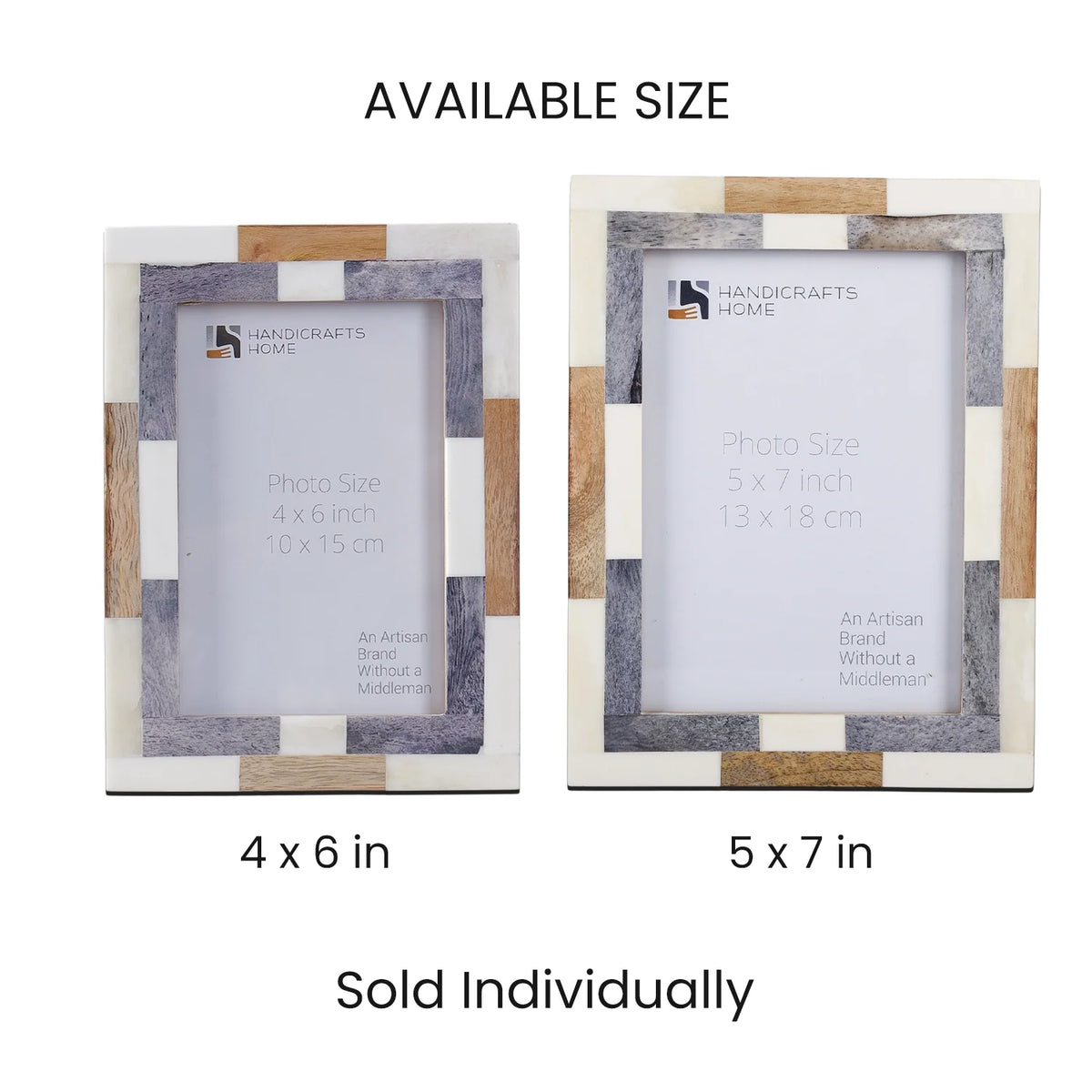 Picture Frame Woodstrip Tile Collection Wood & Bone Inlay Multi – 4x6 & 5x7"