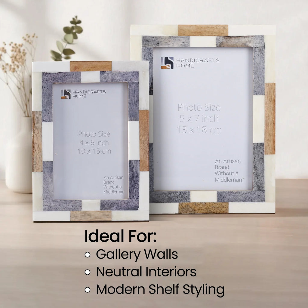 Picture Frame Woodstrip Tile Collection Wood & Bone Inlay Multi – 4x6 & 5x7"