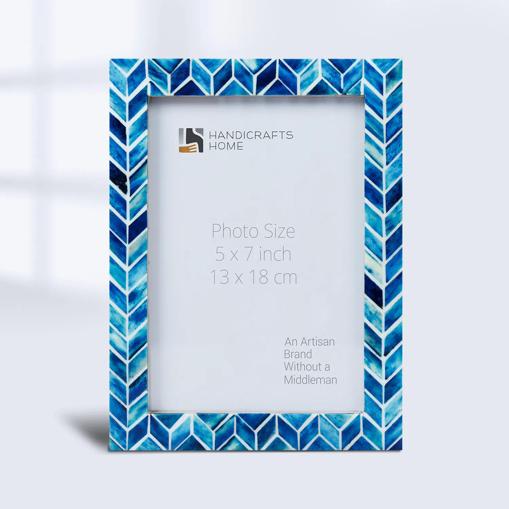 Picture Frame Arctic Ice Pattern Collection Resin inlay Blue & White 4x6, 5x7 & 8x10
