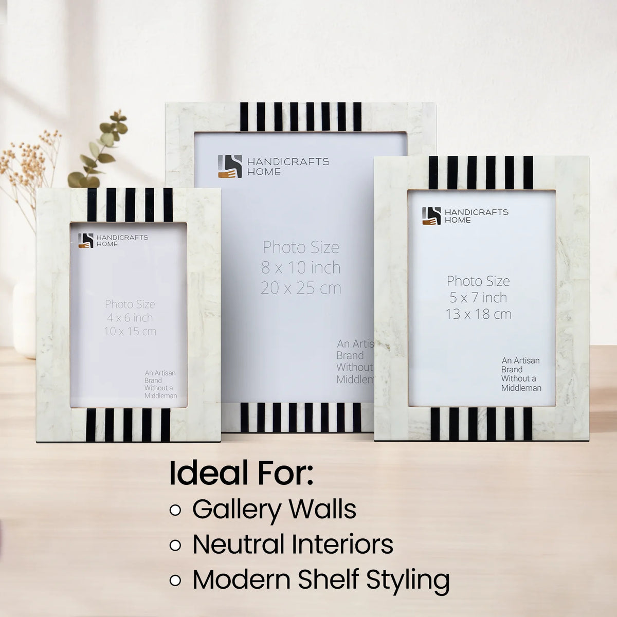 Picture Frame Contour Alto Pattern Collection Resin Inlay White & Black – 4x6, 5x7 & 8x10"