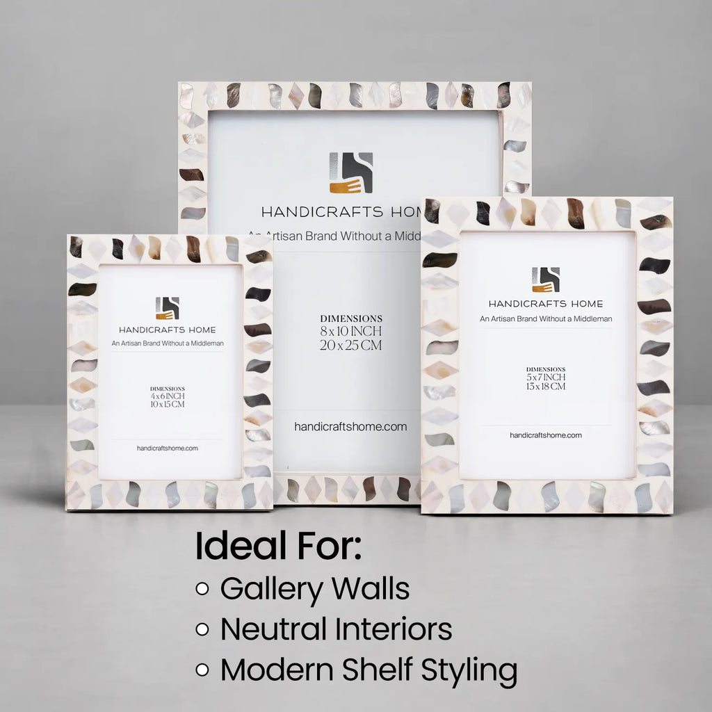 Pearlescent Fossil Picture Frames | Seashell | 4x6 5x7 8x10