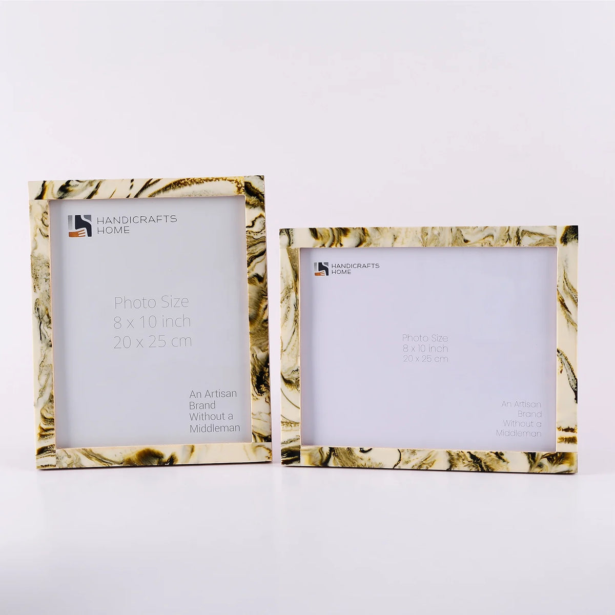 Picture Frame Deco Marble Collection Resin & Brass Inlay Classic Marble Finish – 3 Sizes (Pack of 2)