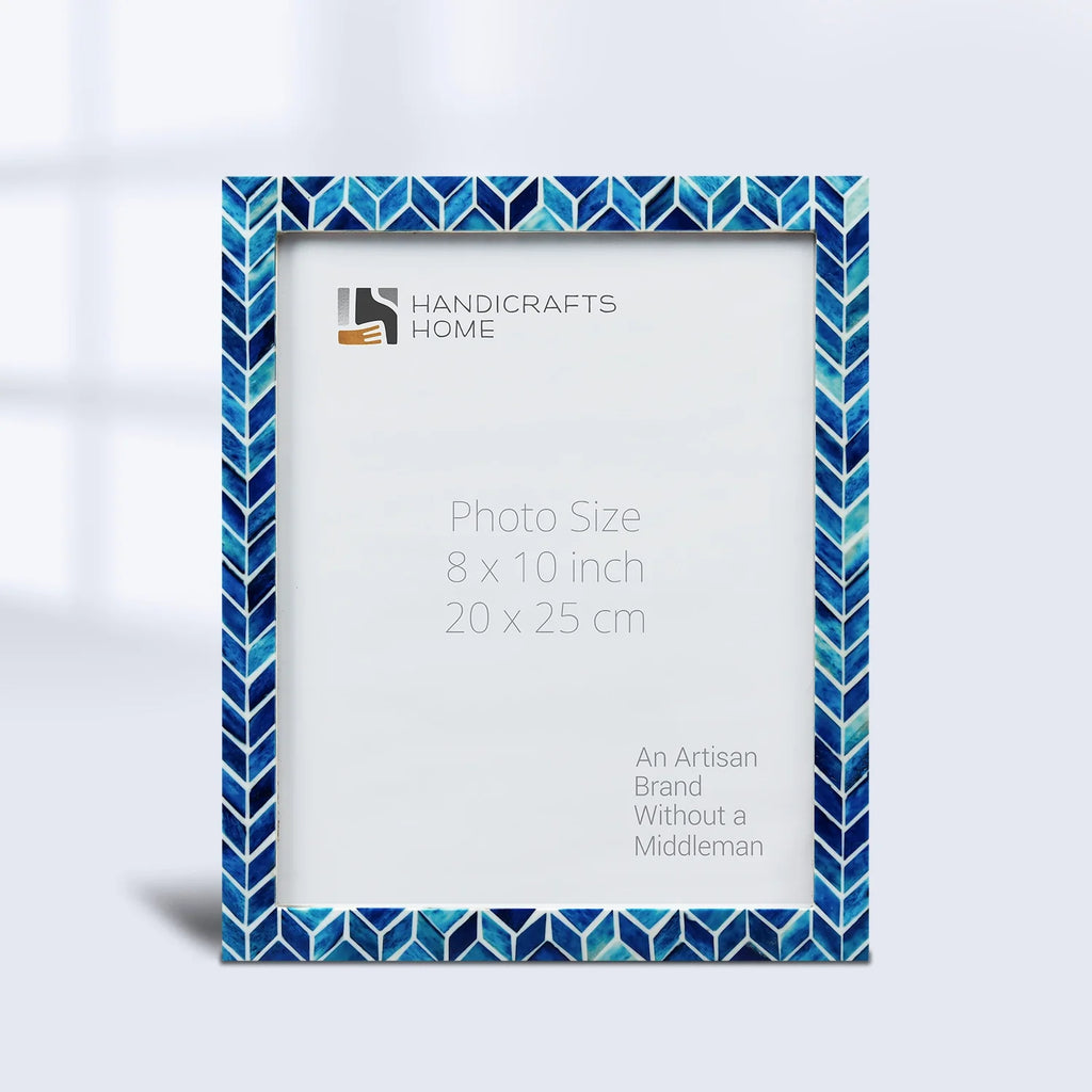 Picture Frame Arctic Ice Pattern Collection Resin inlay Blue & White 4x6, 5x7 & 8x10