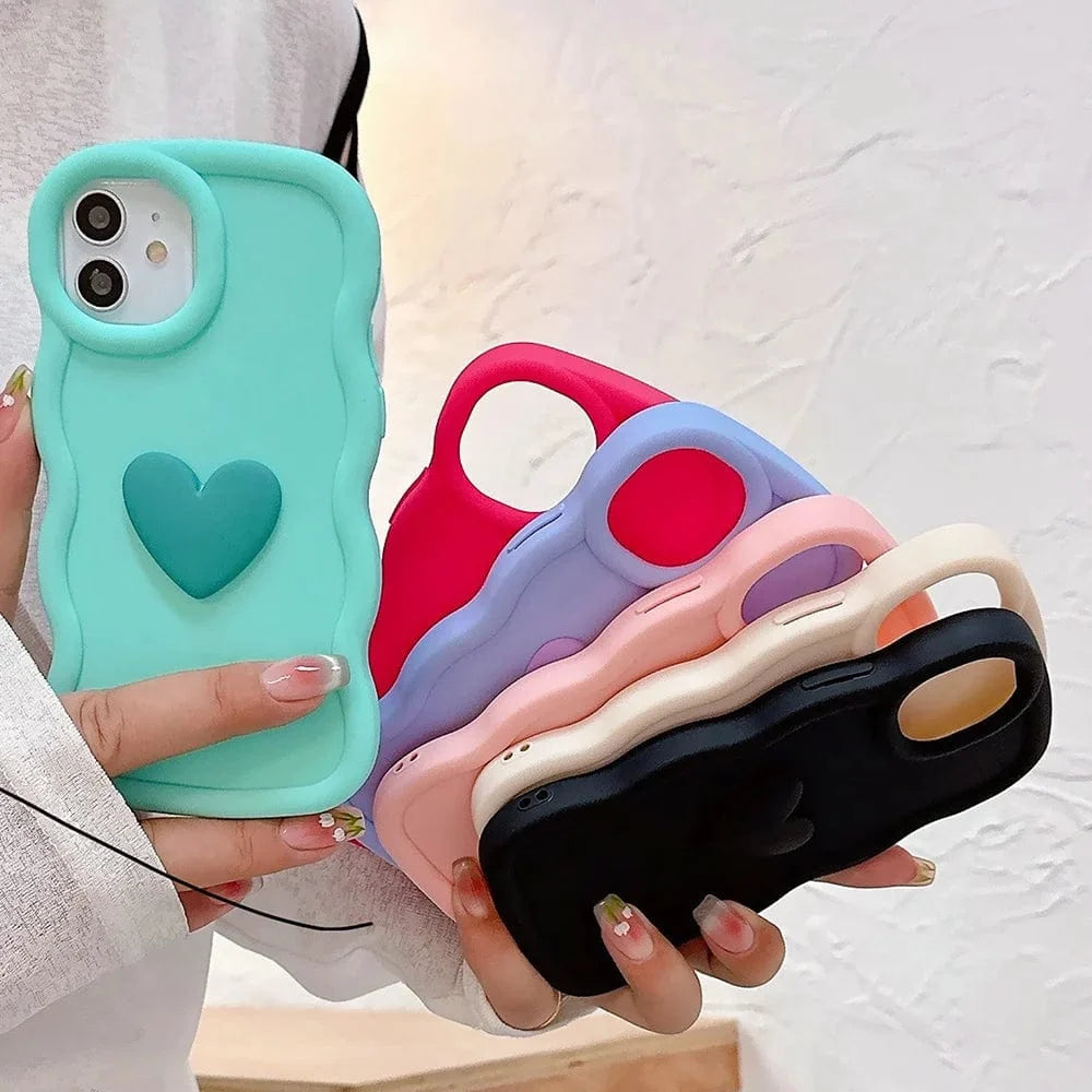 3D Love Heart Wave iPhone Case