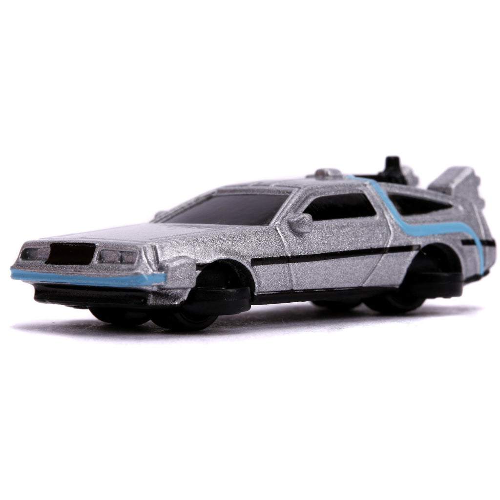 Back to the Future Trilogy die-cast 1⅔-inch Nano "Hollywood Rides" DeLorean Time Machine 3-pack