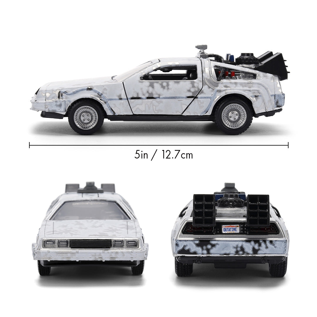 Back to the Future die-cast 1:32 scale 40th Anniversary "Hollywood Rides" DeLorean Time Machine (Frost Finished)
