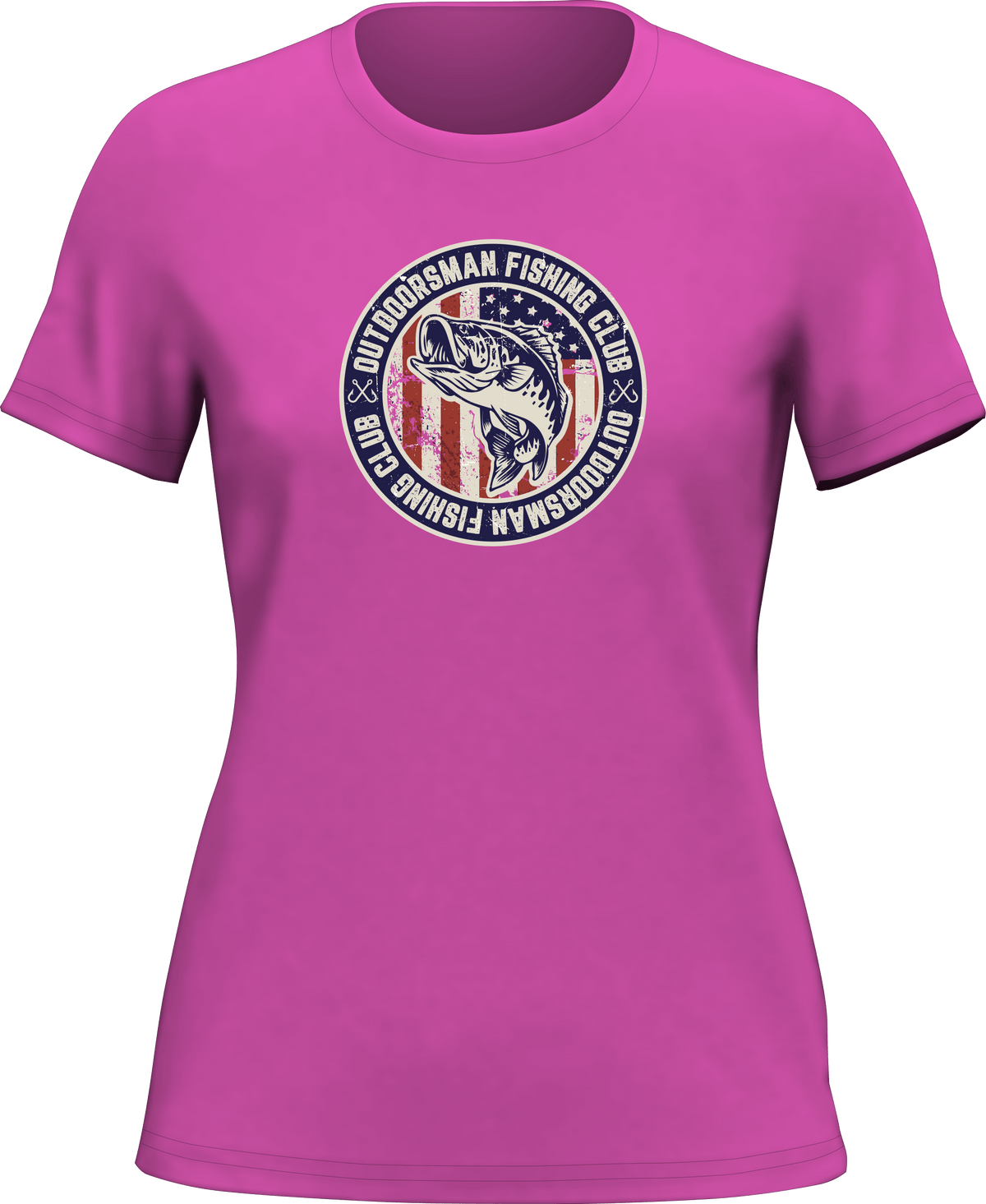 Outdoorsman Fishing Club Patriotic T-Shirt for Women