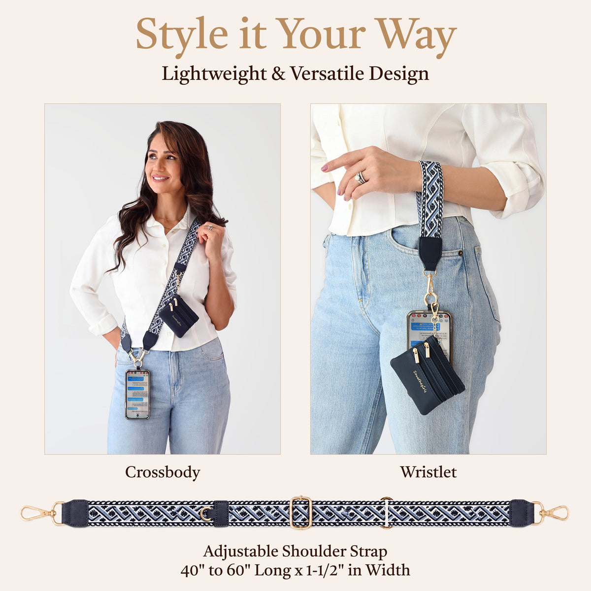 Clip & Go Strap w/Zippered Pouch XOXO