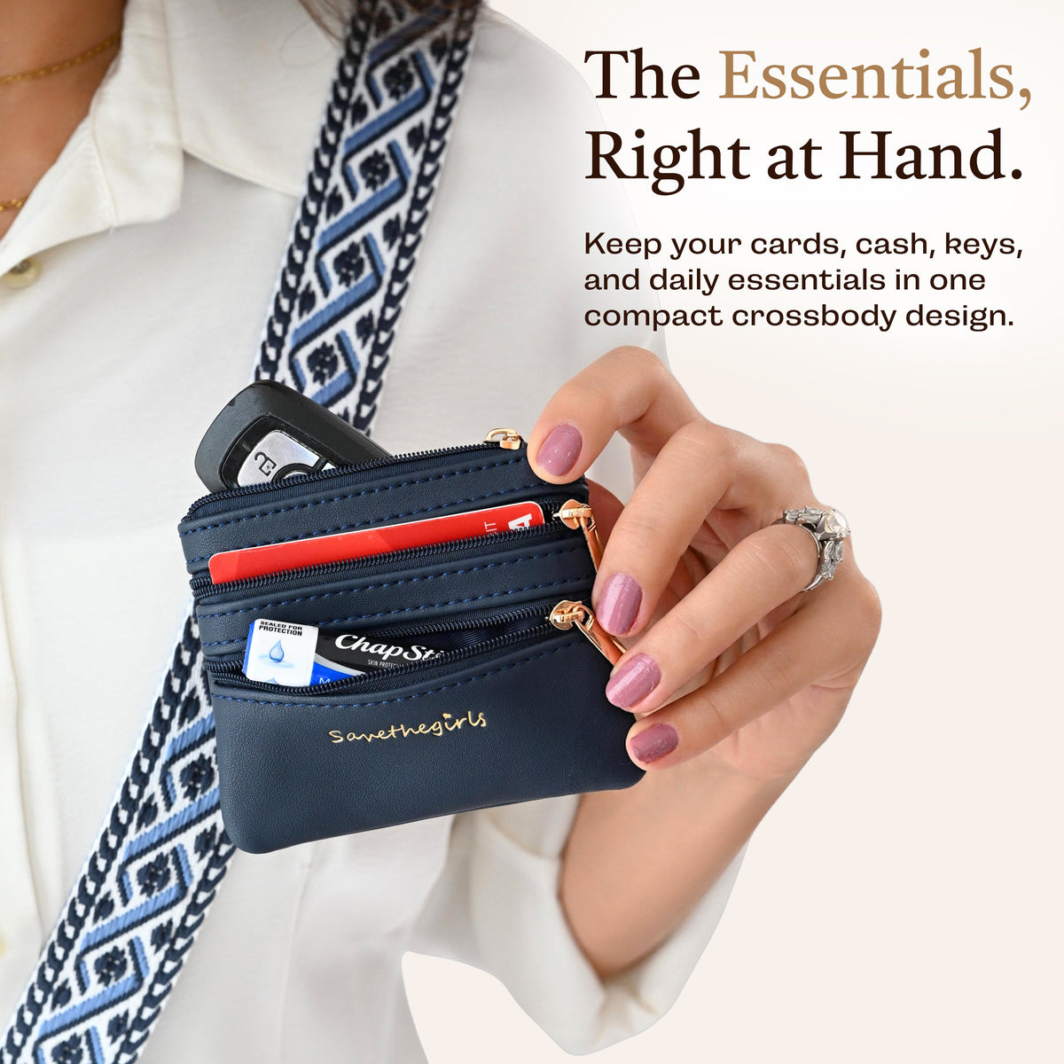 Clip & Go Strap w/Zippered Pouch XOXO