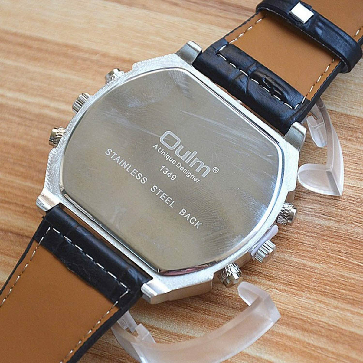 Avaner Mens Big Face Dual Time Zone Leather Strap Sport Watch
