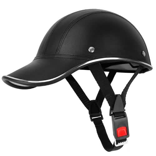 Baseball Cap Anti-UV Cycling Motorcycle Hat Leather Helmet