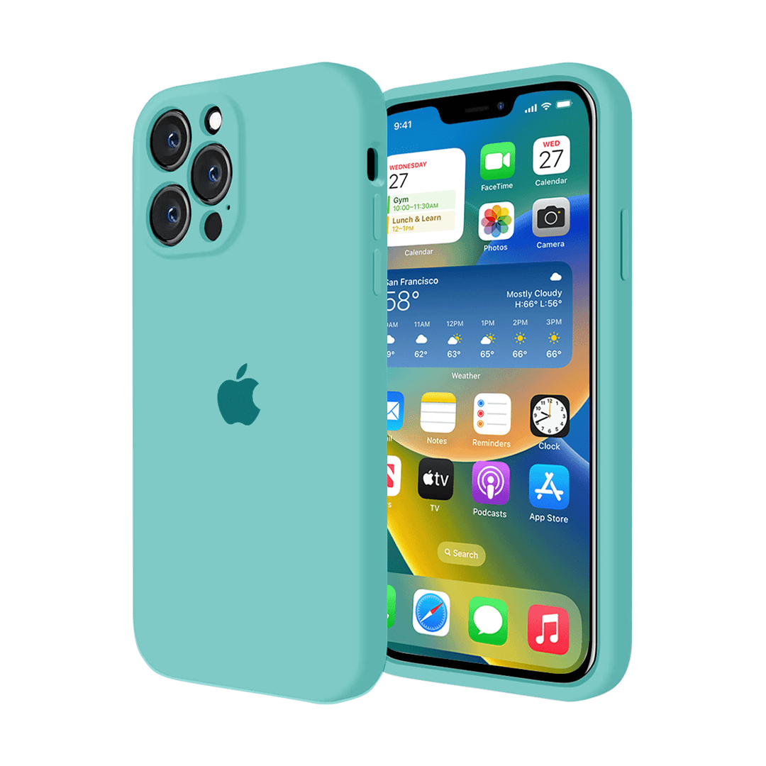 iPhone Camera Protection Silicone Case (Ice Sea Blue)