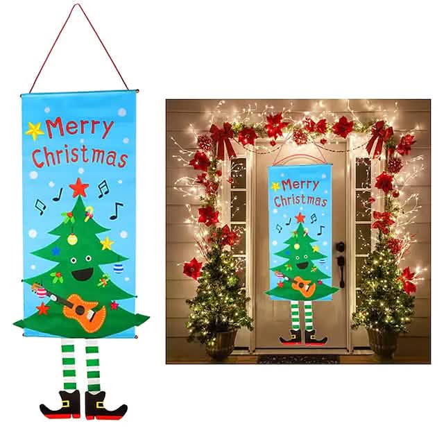Christmas Door Hanging Flag Decor