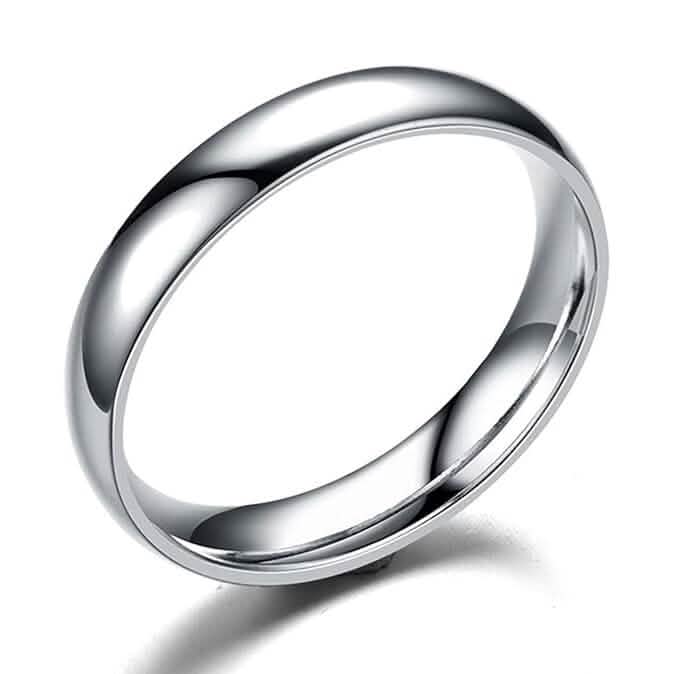 Silver Tone Classic Domed Wedding Band Ring
