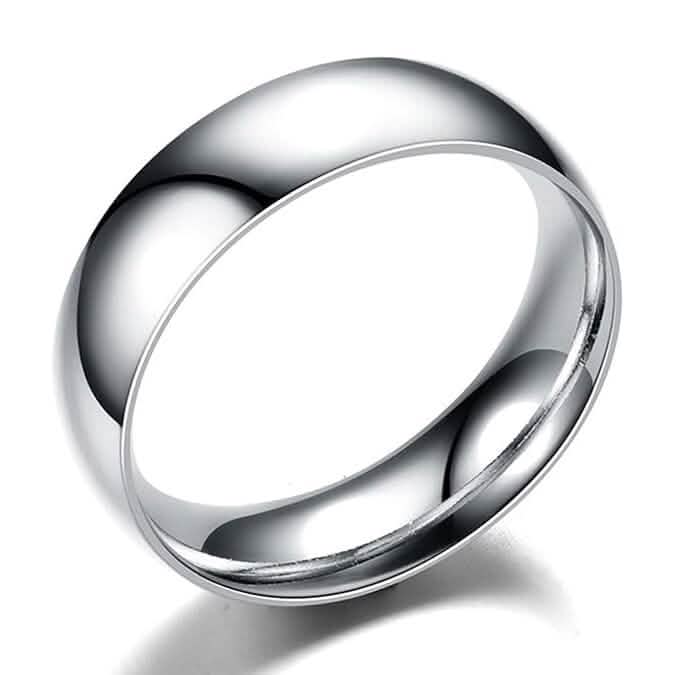Silver Tone Classic Domed Wedding Band Ring