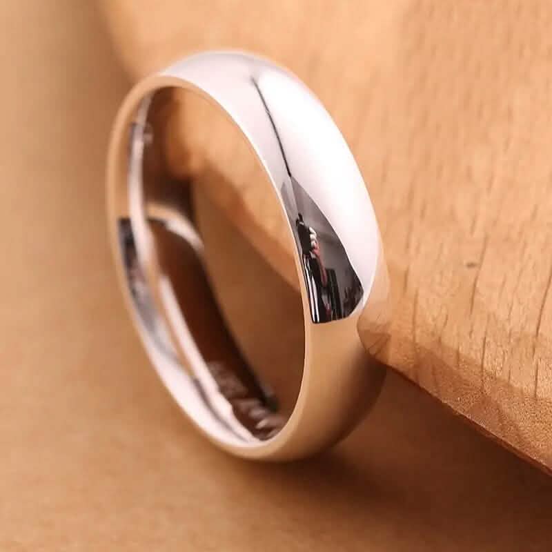 Silver Tone Classic Domed Wedding Band Ring