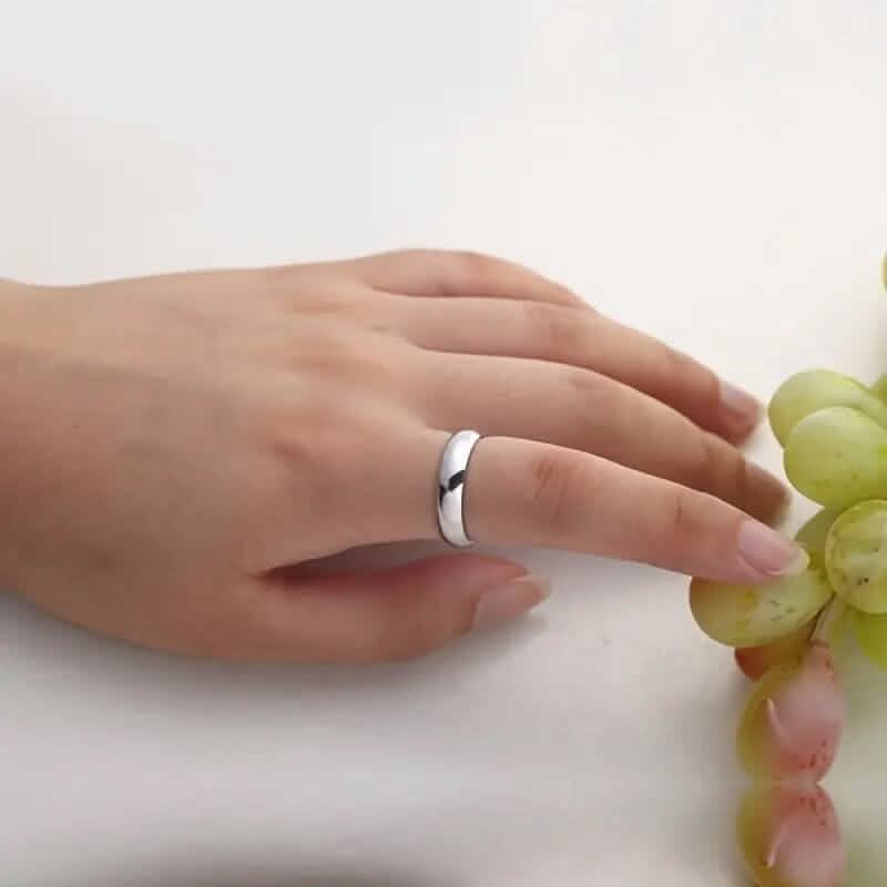 Silver Tone Classic Domed Wedding Band Ring
