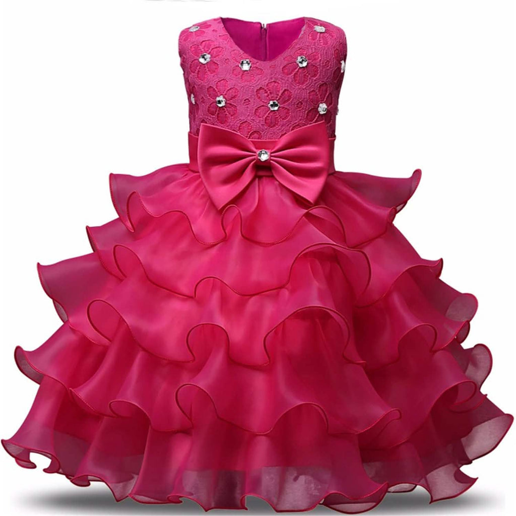 Girl Dress Kids Ruffles Lace Party Wedding Gown