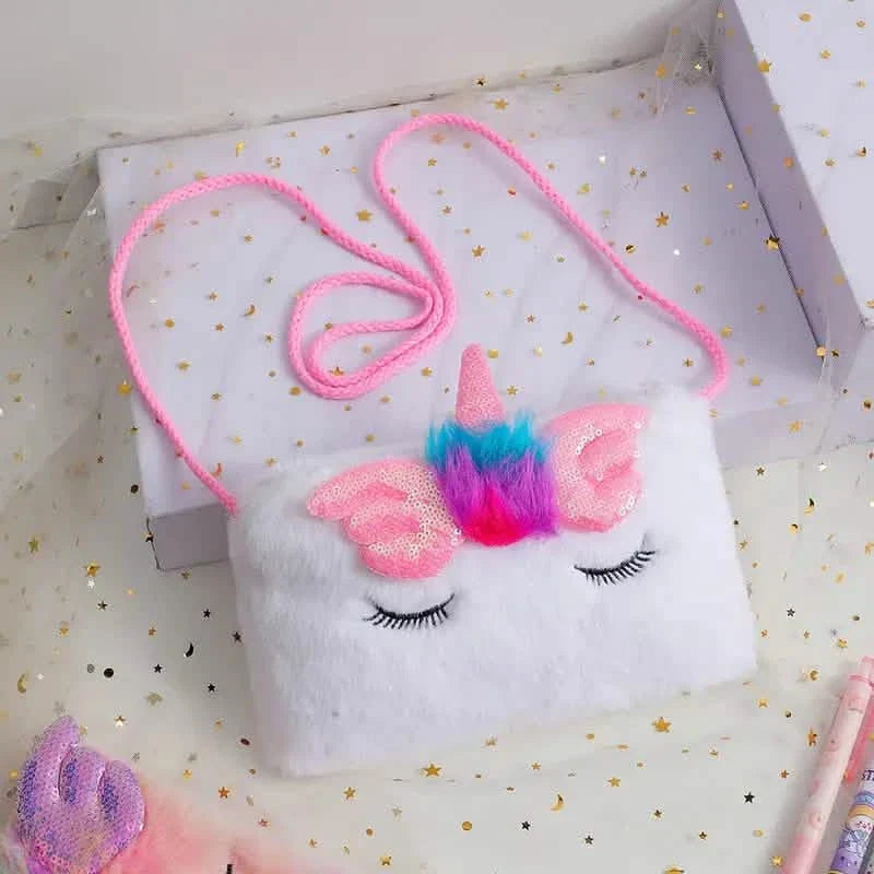 Girls Cute Sequin Plush Unicorn Tie Dye Bag
