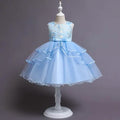 Girls' Patchwork Mesh Bow Party Dress