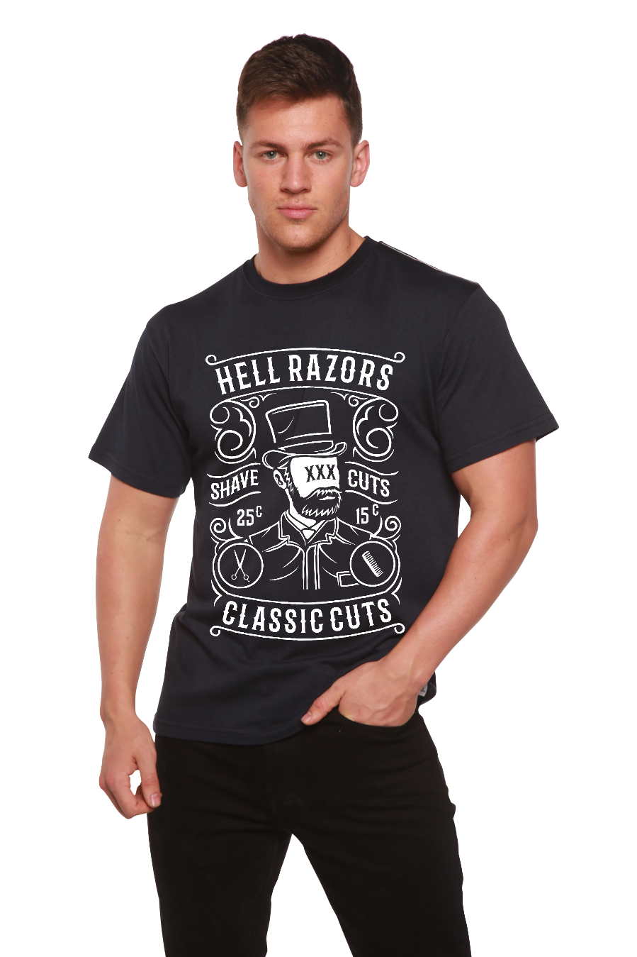 Hell Razors Men's Bamboo Viscose/Organic Cotton Short Sleeve Graphic T-Shirt