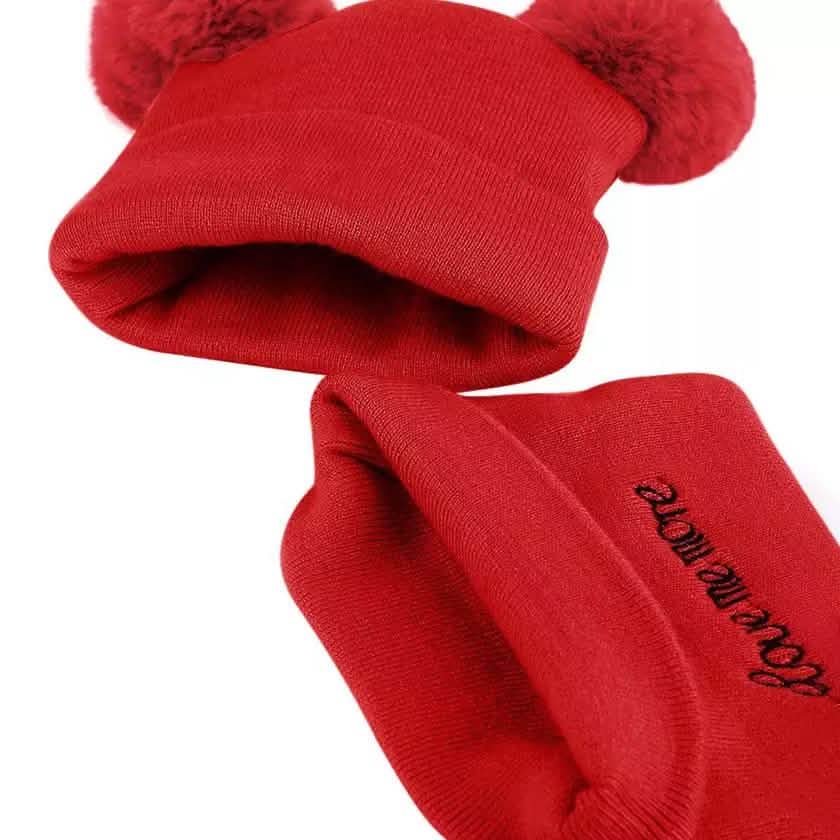 Infant Baby Winter Warm Knit Bobble Beanie Hat with Scarf Set