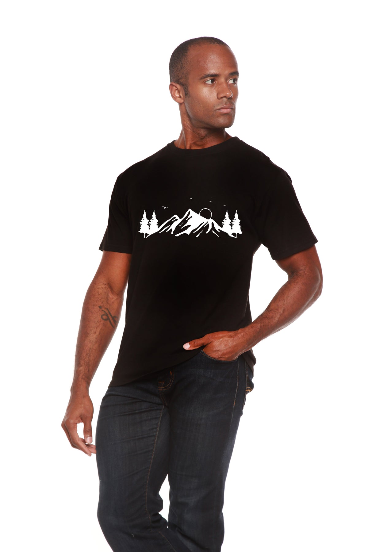 Men's Bamboo Viscose/Organic Cotton Short Sleeve T-Shirt with Print Mauna Kea