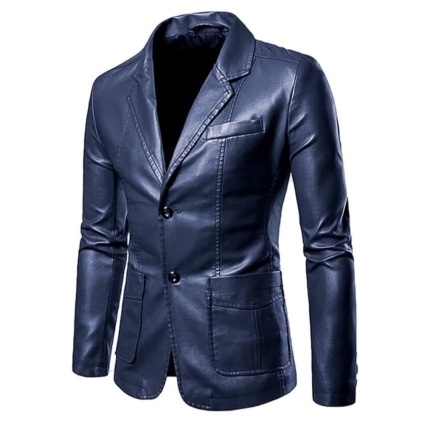 Men's Blazer Faux Leather Jacket