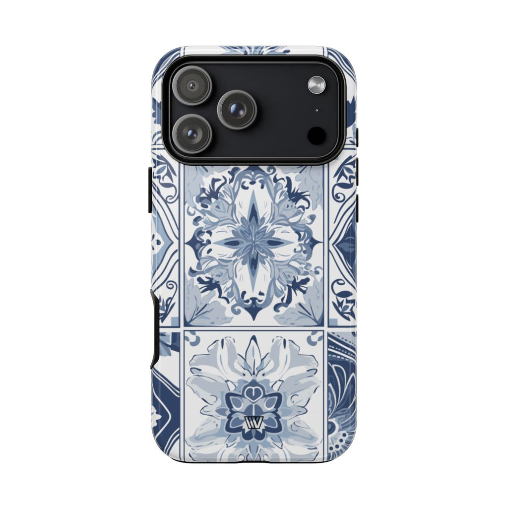 BLUE WHITE TILE | Tough Phone Case