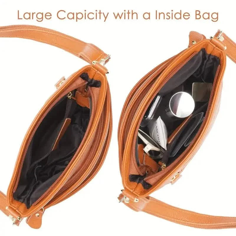 Premium Genuine Cowhide Leather Crossbody Bag