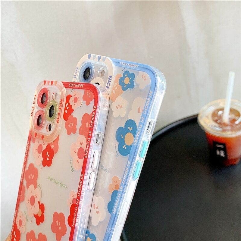 Transparent Fashion Flowers iPhone Case